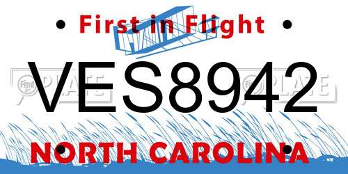 VES8942 North Carolina License Plate
