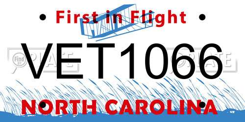 VET1066 North Carolina License Plate