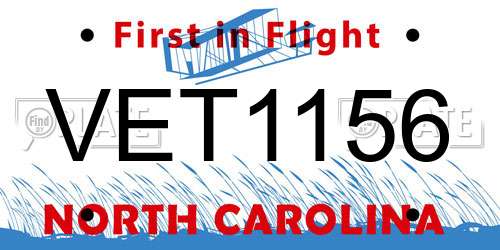 VET1156 North Carolina License Plate