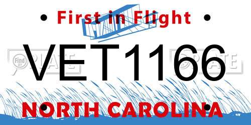 VET1166 North Carolina License Plate