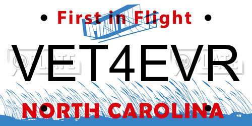 VET4EVR North Carolina License Plate