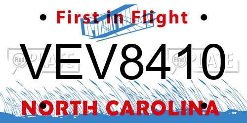 VEV8410 North Carolina License Plate