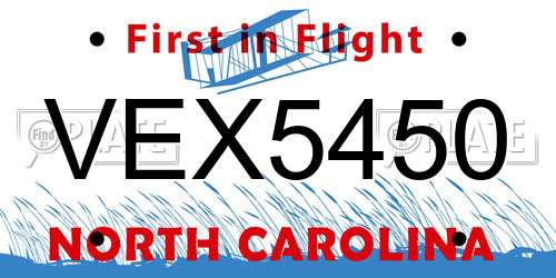 VEX5450 North Carolina License Plate