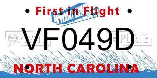 VF049D North Carolina License Plate