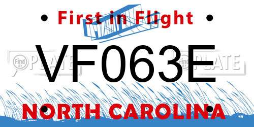 VF063E North Carolina License Plate