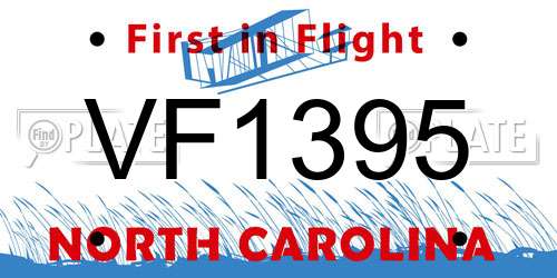 VF1395 North Carolina License Plate