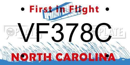 VF378C North Carolina License Plate
