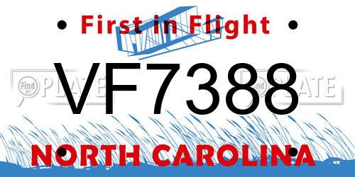 VF7388 North Carolina License Plate