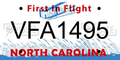 VFA1495 North Carolina License Plate