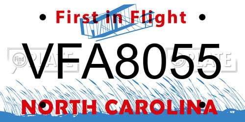 VFA8055 North Carolina License Plate