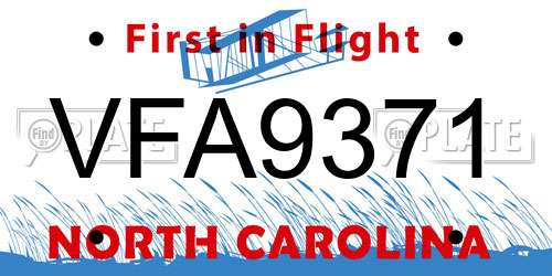 VFA9371 North Carolina License Plate
