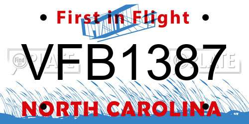 VFB1387 North Carolina License Plate