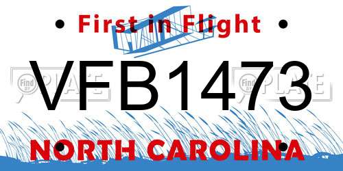 VFB1473 North Carolina License Plate