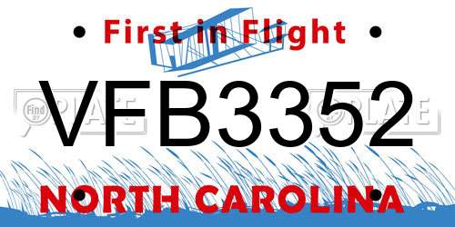 VFB3352 North Carolina License Plate