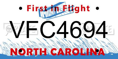 VFC4694 North Carolina License Plate