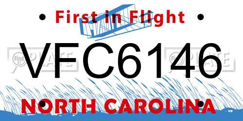 VFC6146 North Carolina License Plate