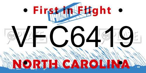 VFC6419 North Carolina License Plate