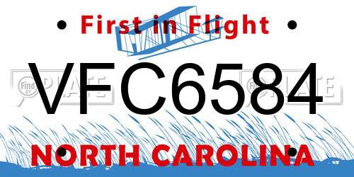 VFC6584 North Carolina License Plate
