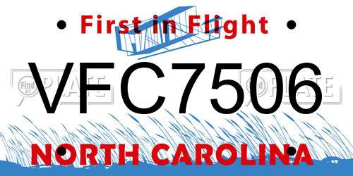 VFC7506 North Carolina License Plate