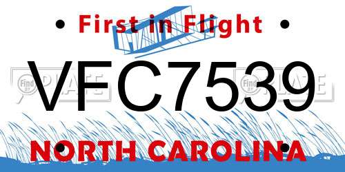VFC7539 North Carolina License Plate