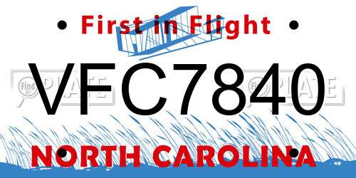 VFC7840 North Carolina License Plate