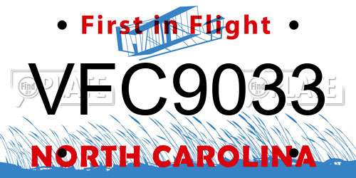 VFC9033 North Carolina License Plate