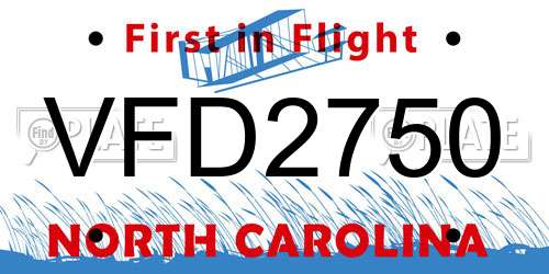 VFD2750 North Carolina License Plate