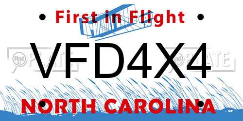 VFD4X4 North Carolina License Plate