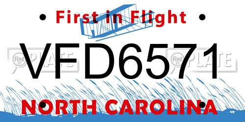 VFD6571 North Carolina License Plate