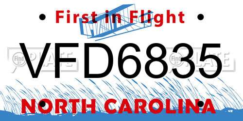 VFD6835 North Carolina License Plate