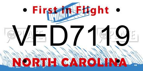 VFD7119 North Carolina License Plate
