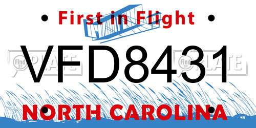VFD8431 North Carolina License Plate