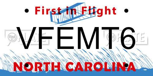 VFEMT6 North Carolina License Plate