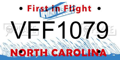 VFF1079 North Carolina License Plate