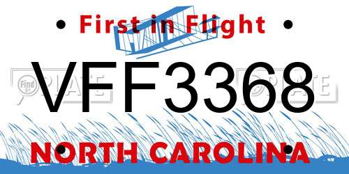 VFF3368 North Carolina License Plate