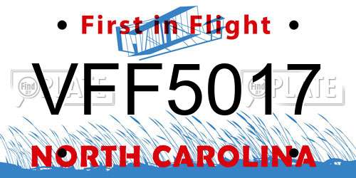 VFF5017 North Carolina License Plate