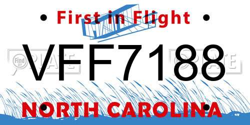 VFF7188 North Carolina License Plate