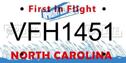 VFH1451 North Carolina License Plate