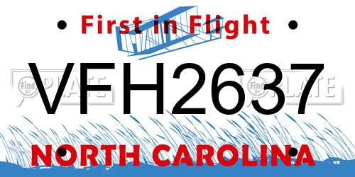 VFH2637 North Carolina License Plate