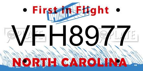 VFH8977 North Carolina License Plate