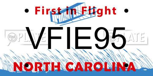 VFIE95 North Carolina License Plate