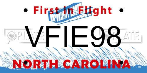 VFIE98 North Carolina License Plate