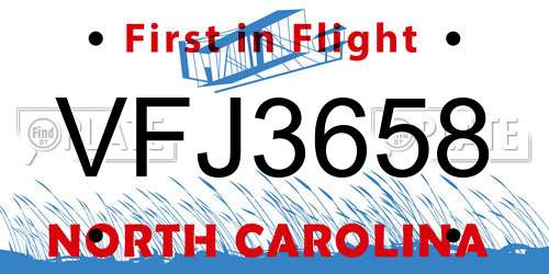 VFJ3658 North Carolina License Plate