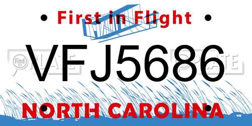 VFJ5686 North Carolina License Plate