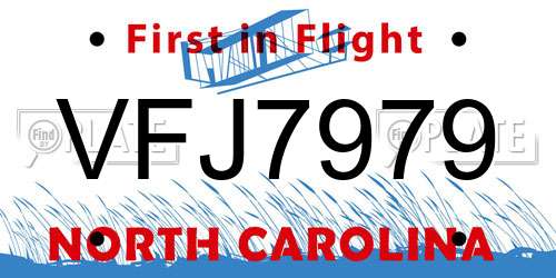 VFJ7979 North Carolina License Plate