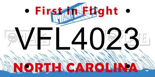 VFL4023 North Carolina License Plate
