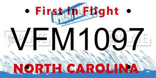VFM1097 North Carolina License Plate