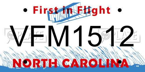 VFM1512 North Carolina License Plate
