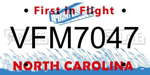 VFM7047 North Carolina License Plate