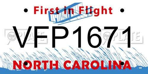 VFP1671 North Carolina License Plate
